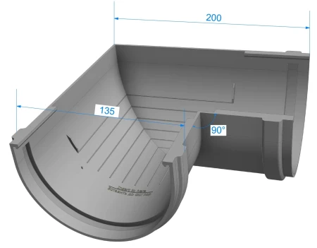 Угол желоба универсальный d-120 мм 90° ПВХ Döcke Premium   фото