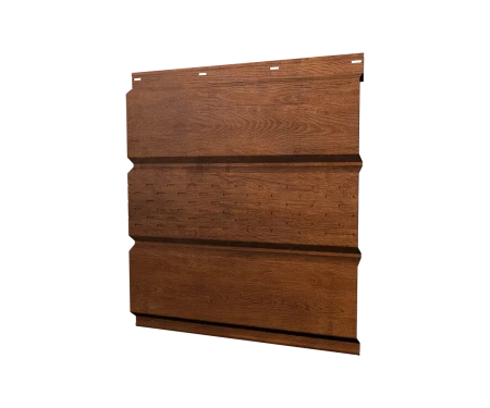 Металлический софит Grand Line Print Premium 0,45 с частичной перфорацией Golden Wood
