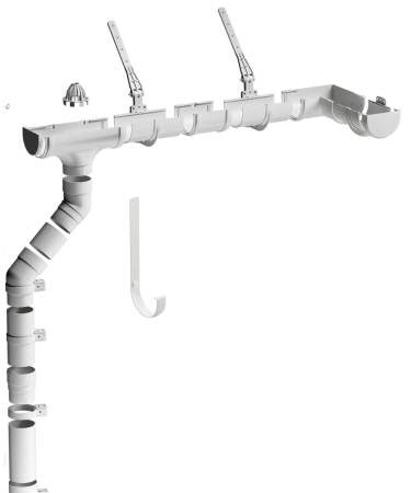 Комплект пластикового водостока d-120x85 мм Döcke Premium пломбир RAL 9003   фото