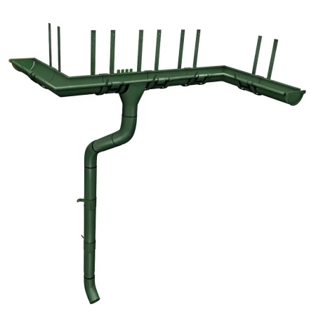 Комплект металлического водостока ГрандЛайн GL PU d-125x90 мм 6 м/3 м Полиуретан RAL 6005   фото