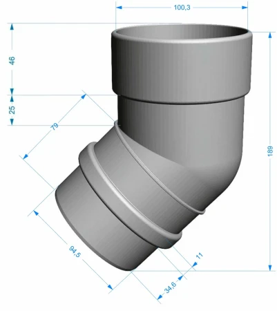 Колено трубы d-100 мм 72° ПВХ Döcke Lux   фото Колено трубы d-100 мм 72° ПВХ Döcke Lux   фото