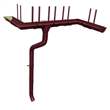 Комплект металлического водостока Grand Line GL PE d-125x90 мм 6 м/3 м Полиэстер двухсторонний RAL 3005   фото