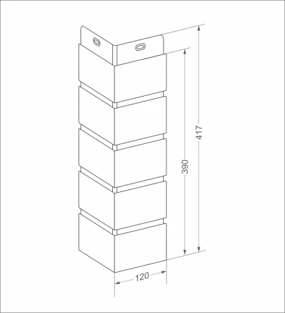 Угол пластиковой фасадной панели Grand Line Состаренный кирпич Classic (шоколадный)