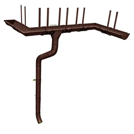 Комплект металлического водостока ГрандЛайн GL PU d-150x100 мм 6 м/3 м Полиуретан RAL 8017   фото