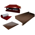 Набор фасонных изделий: дымник, водосточная труба, отлив и плоский лист