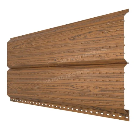 Металлический софит Металл Профиль Lбрус Ecosteel T 0,5 с полной перфорацией Золотой дуб (Golden Wood)