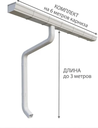 Комплект металлического водостока ГрандЛайн Vortex 127x78 мм Полиэстер RAL 9003   фото