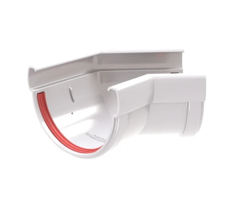 Угол желоба универсальный d-135 мм 135 гр ПВХ Grand Line Дизайн белый RAL 9003