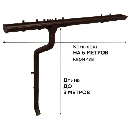 Комплект металлического водостока ГрандЛайн GL PU d-150x100 мм 6 м/3 м Полиуретан RR 32   фото