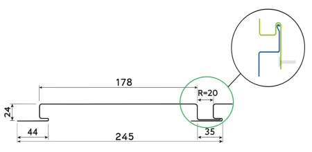 Линеарные панели Металл Профиль Линеарная панель  Primepanel-Т-Г 24х178 мм с рустом Ecosteel Matt под дерево   фото