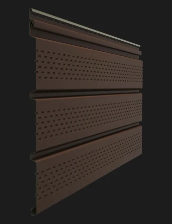 Виниловый софит Döcke T4 Standard с полной перфорацией каштан (Ral 8019)