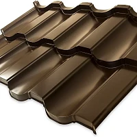 Модульная металлочерепица бронзового цвета с волнообразным профилем