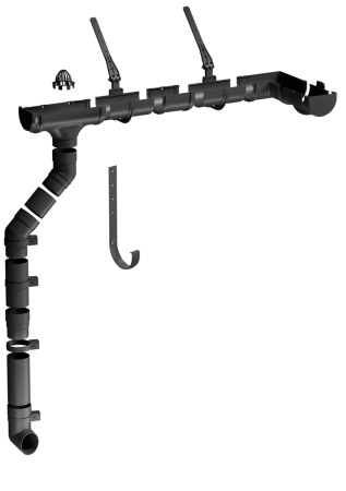 Комплект пластикового водостока d-120x85 мм Döcke Premium графит RAL 7024   фото