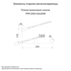 Планка примыкания нижняя Металл Профиль 250x122x2000 Цинк 0,4 Планка примыкания нижняя Металл Профиль 250x122x2000 Цинк 0,4