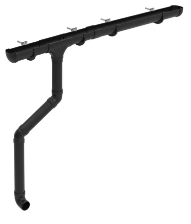 Комплект пластикового водостока d-135/90 мм ГрандЛайн Дизайн черный RAL 9005   фото