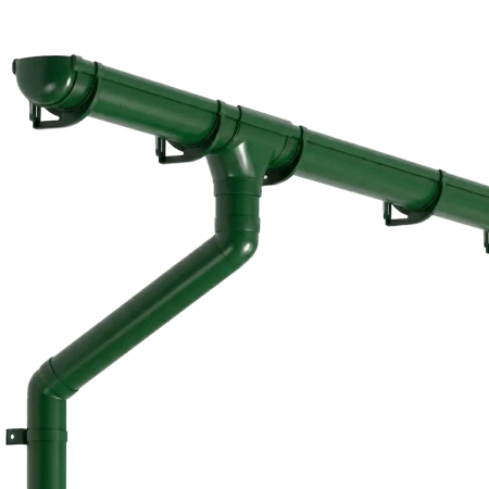 Комплект пластикового водостока d-135/90 мм ГрандЛайн Дизайн зеленый RAL 6005   фото