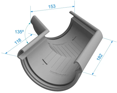 Угол желоба универсальный d-141 мм 135° ПВХ Döcke Lux   фото