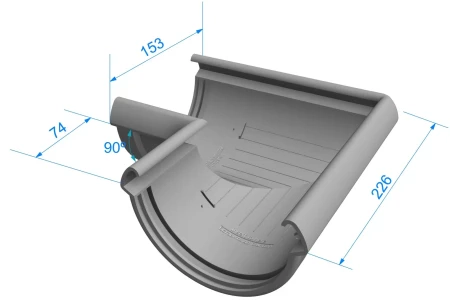 Угол желоба универсальный d-141 мм 90° ПВХ Döcke Lux   фото