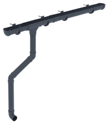 Комплект пластикового водостока d-135/90 мм ГрандЛайн Дизайн графит RAL 7024   фото