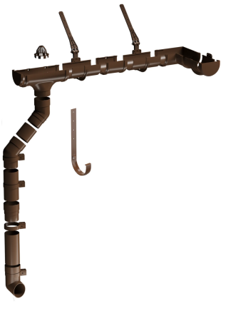 Комплект пластикового водостока d-120x85 мм Döcke Premium каштан RAL 8017   фото