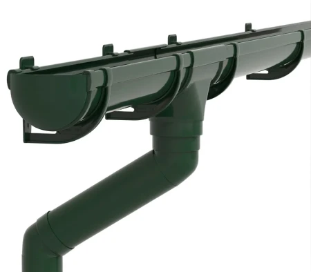 Комплект пластикового водостока d-135/90 мм ГрандЛайн Дизайн зеленый RAL 6005   фото