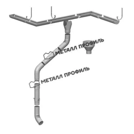Угол желоба универсальный d-185 мм 90 гр. Металл Профиль Проект 0,5 Оцинкованный