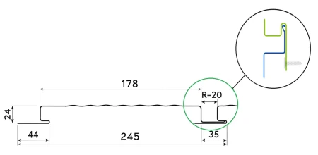 Линеарные панели Металл Профиль Линеарная панель  Primepanel-О-В 24х178 мм с рустом Оцинкованная 0,7   фото