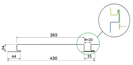 Линеарные панели Металл Профиль Линеарная панель  Primepanel-Т-Г 24х365 мм с рустом Полиэстер 0,7   фото