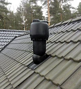 Вентиляционный выход Vilpe с электровентилятором крупным планом