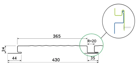 Линеарные панели Металл Профиль Линеарная панель  Primepanel-О-В 24х365 мм с рустом Оцинкованная 0,7   фото