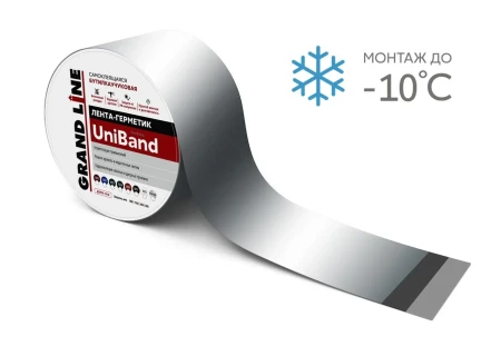 Герметизирующая лента Grand Line UniBand самоклеящаяся Ral 9006 серебристая 10x0,2м Герметизирующая лента Grand Line UniBand самоклеящаяся Ral 9006 серебристая 10x0,2м