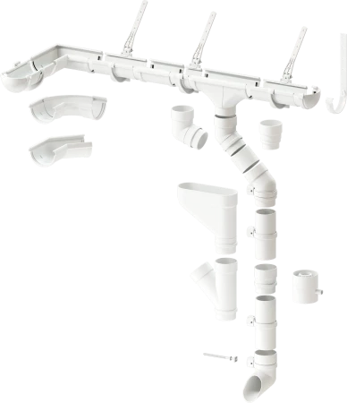 Угол желоба универсальный d-141 мм 135 гр ПВХ Döcke Lux пломбир RAL 9003