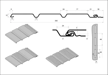 Виниловый софит Grand Line T4 Классика с частичной перфорацией графит