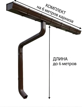 Комплект металлического водостока ГрандЛайн Vortex 127x78 мм 6 м/6 м Полиэстер RR 32   фото