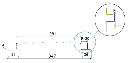 Линеарные панели Металл Профиль Линеарная панель  Primepanel-О-В 24х281 мм с рустом Оцинкованная 0,7   фото