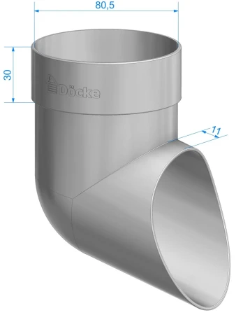 Колено стока (наконечник) d-80 мм ПВХ Döcke Standard   фото