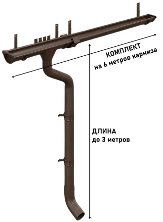 Комплект металлического водостока d-125x100 мм Металл Профиль FORAMINA FREEZE Valori двухсторонний DarkBrown   фото