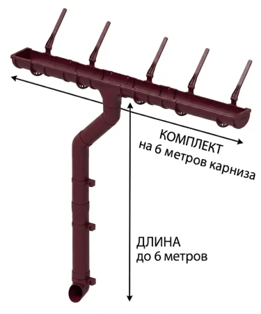Комплект пластикового водостока d-120x80 мм Döcke Standard красный RAL 3005   фото