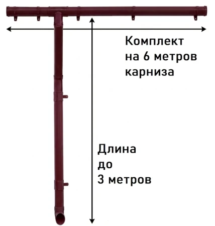 Комплект пластикового водостока d-135/90 мм ГрандЛайн Дизайн бордо RAL 3005   фото