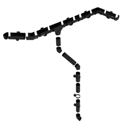 Комплект пластикового водостока d-135/90 мм ГрандЛайн Дизайн черный RAL 9005   фото