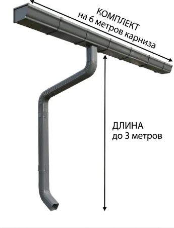 Комплект металлического водостока ГрандЛайн Vortex 127x78 мм Полиэстер RAL 7024   фото